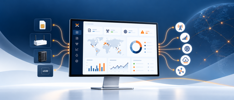 Dashboard view of Thingsdata Control for managing SIM cards, routers and gateways